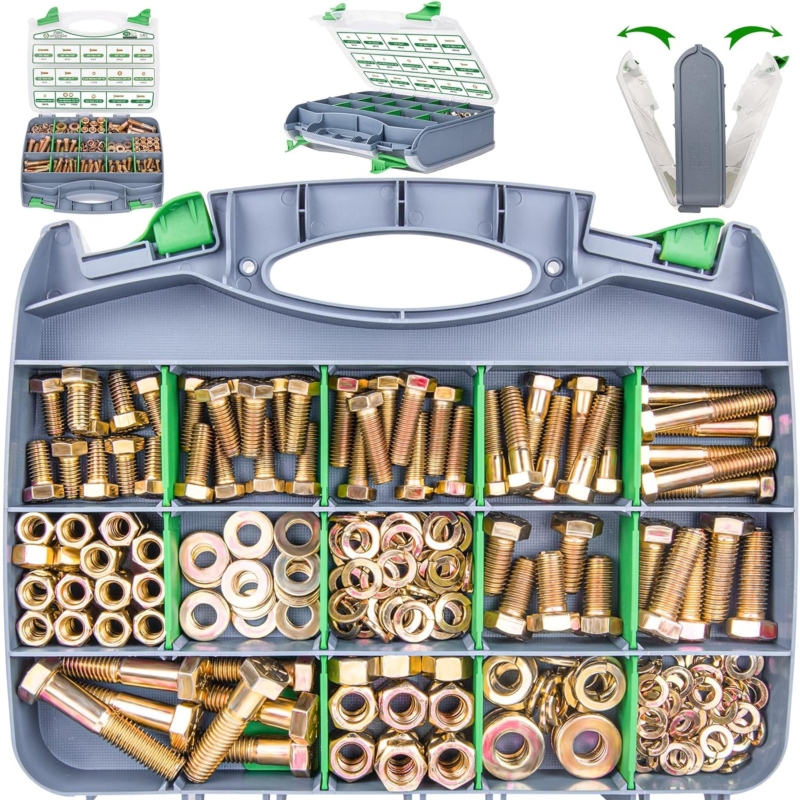 772PCS Grade 8 Bolt Assortment Kit, Heavy Duty Bolts and Nuts Kit, 1/4-20 5/16-1