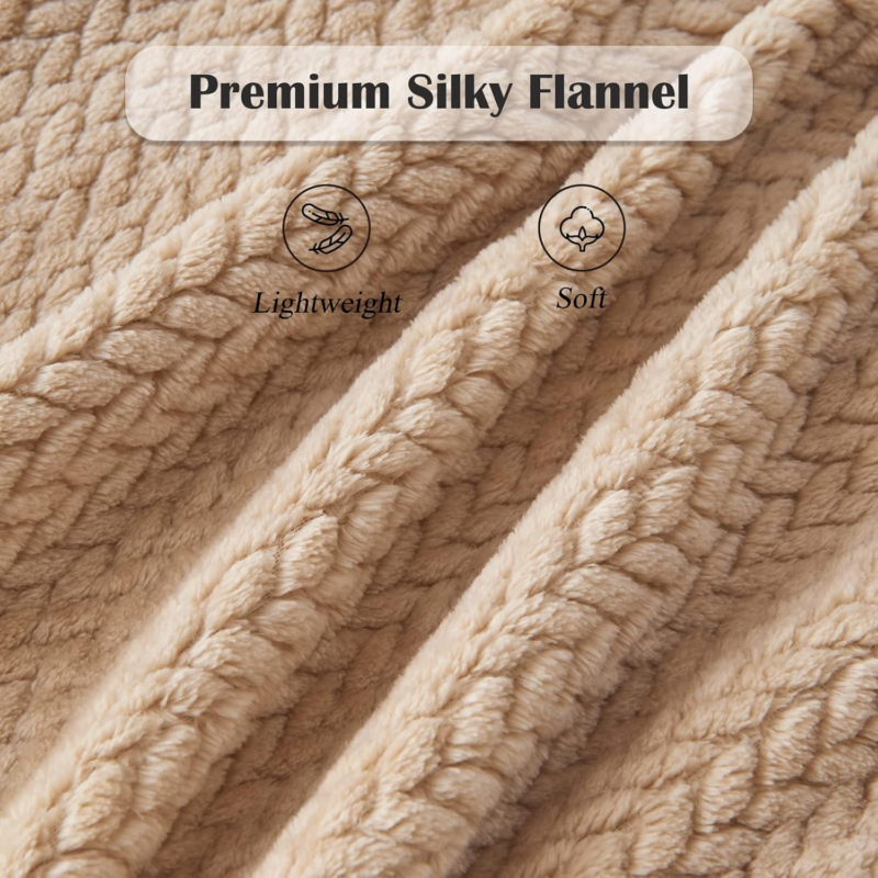 Premium Silky Flannel Fleece Throw Blanket with Leaf Pattern 40"x50