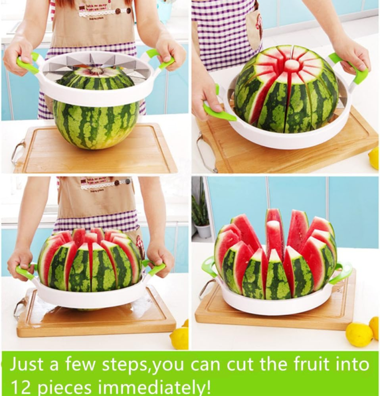 Extra Large Watermelon Slicer with Silicone Handle and Stainless Steel Blade