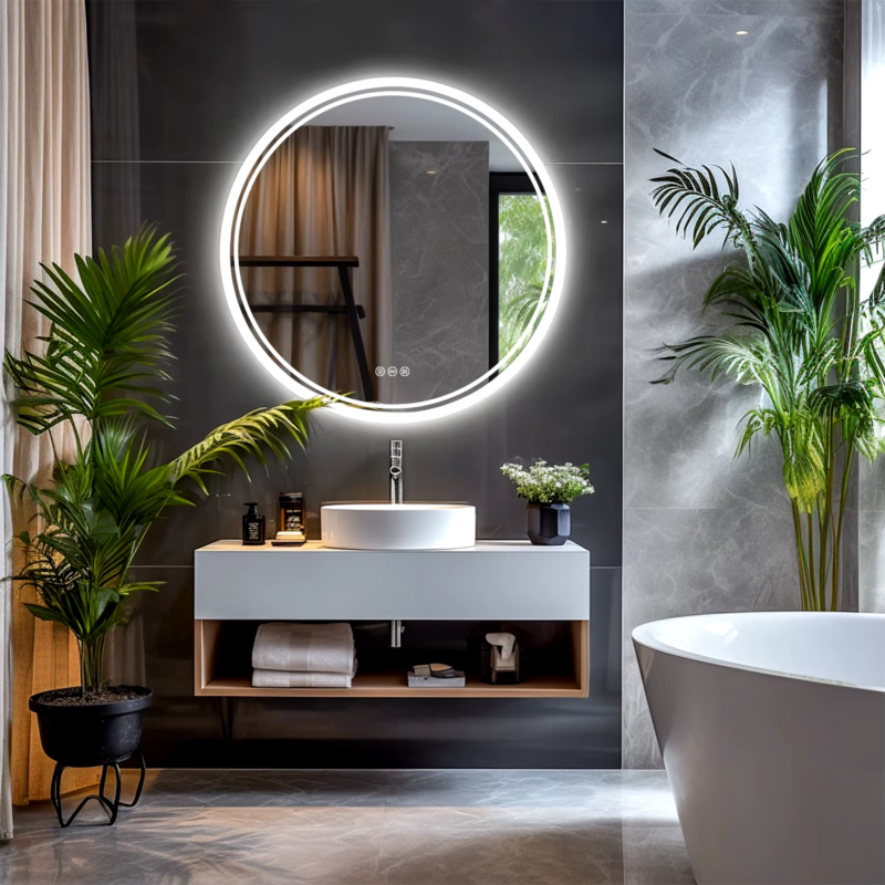 LED Backlit Bathroom Mirror with Anti-Fog, Dimmable, 3 Color Options