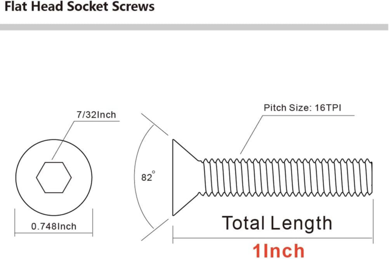 10-Pack 3/8-16 x 1" Flat Head Socket Cap Screws – 18-8 Stainless Steel