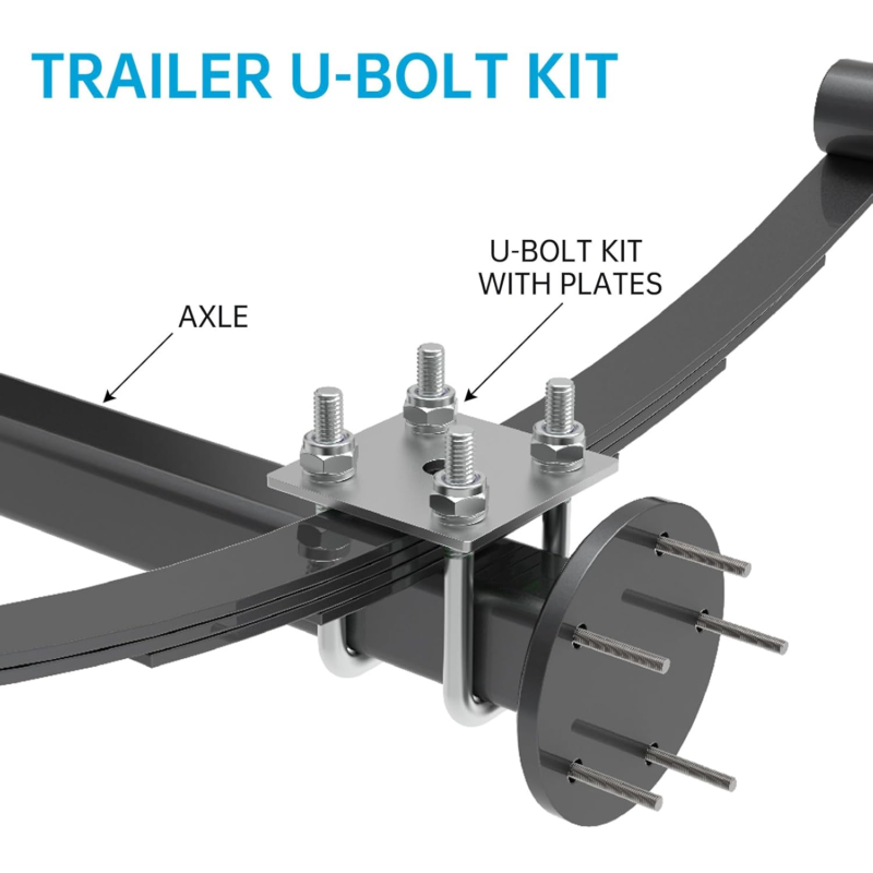 Heavy Duty Square U-Bolt Kit for Boat Trailer Axle Leaf Springs