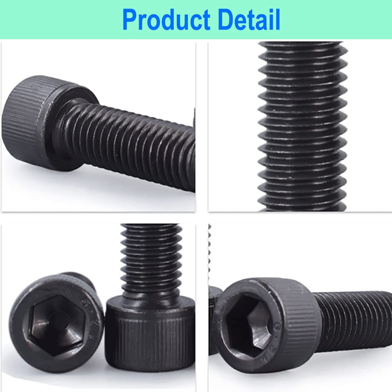 125PCS M3 Hex Socket Head Cap Screws, Grade 12.9 Steel, Black Oxide Finish