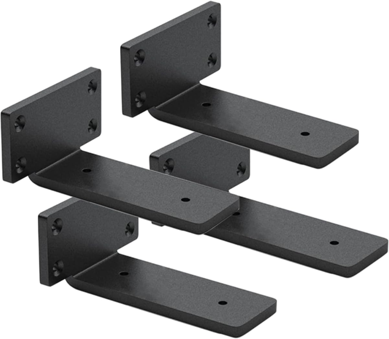 4 Pack 6 Inch Heavy Duty Floating Shelf Brackets - 1/5 Inch Thick Iron, w/Screw