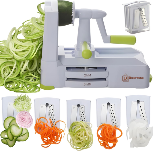 Brietons 5-Blade Vegetable Spiralizer for Healthy Low-Carb Meal Prep