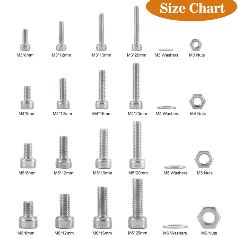 590 PCS Bolts and Nuts Assortment,  Metric M3 M4 M5 M6 Screws Assorted  