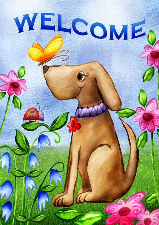 Dog Welcome Garden Flag 12.5 X 18, Double Sided  