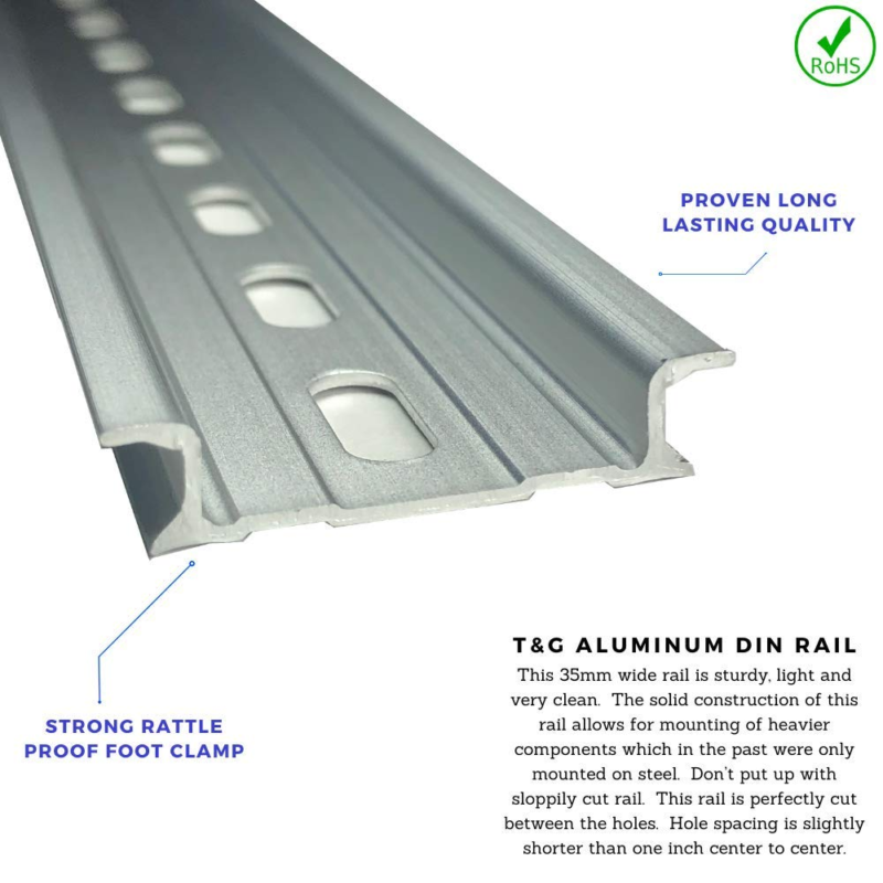 ICI T&G 10" DIN Rail Slotted Aluminum with 4 Stainless Steel Screws