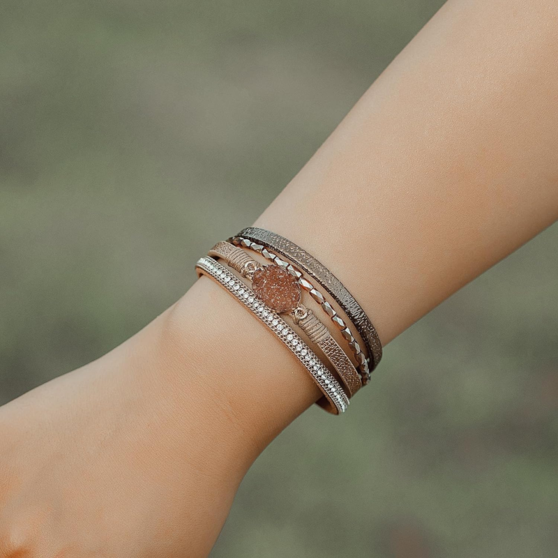 Boho Leather Wrap Bracelets with Magnetic Clasp