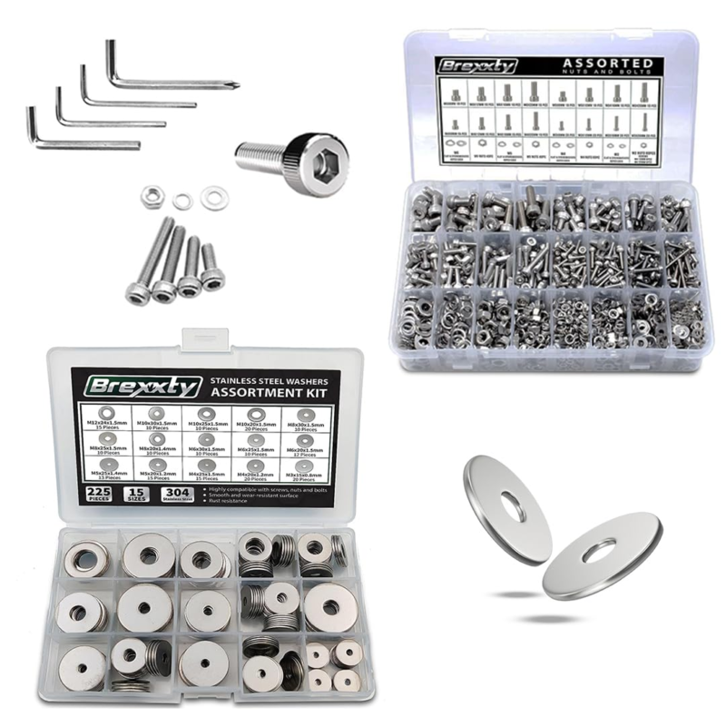 225Pcs 2-in-1 Fender Washers with 890Pcs Metric Screws Kit