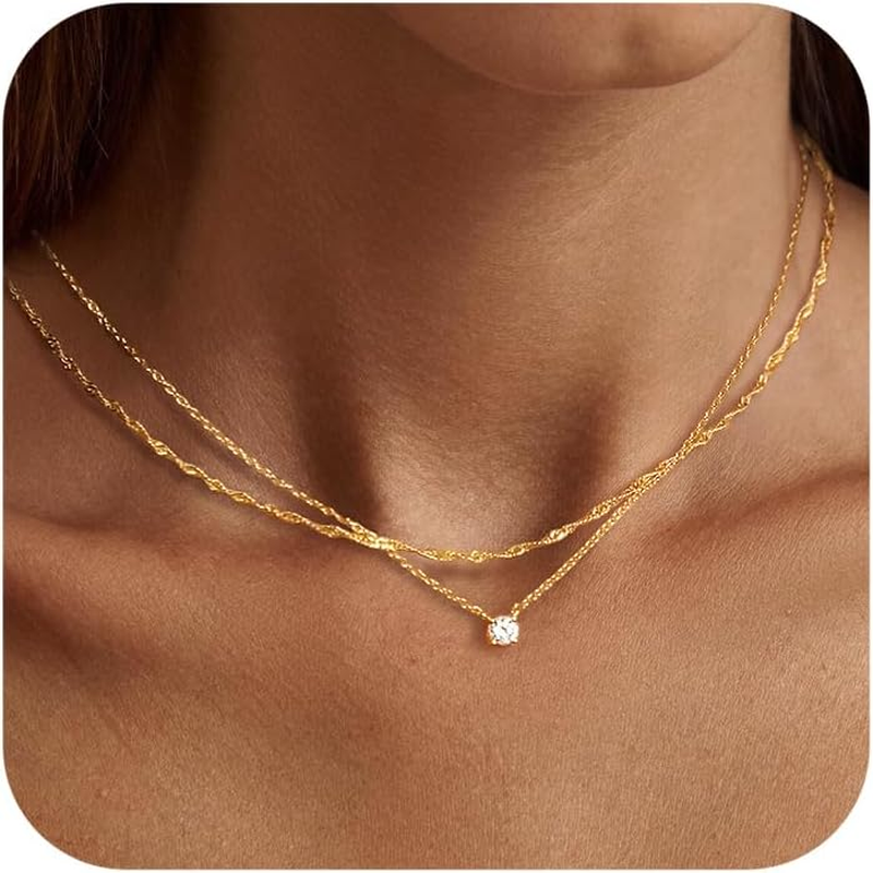 Dainty Diamond Choker Necklace in 14K Gold/Sterling Silver for Women