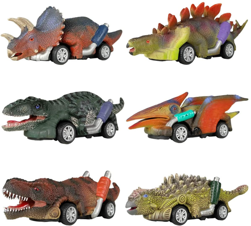 6-Pack Dinosaur Pull-Back Cars – Fun Dino Toy Set for Kids Ages 3+