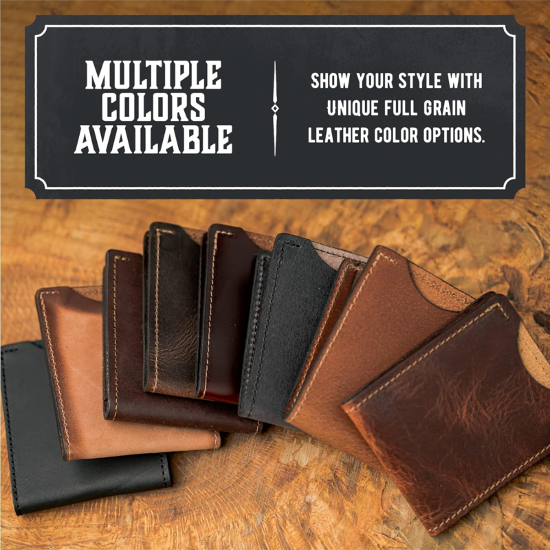 Front Pocket Slim Bifold Wallet for Men | Made in USA - Full Grain Leather-Brown