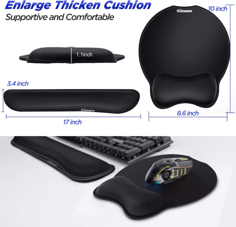 Ergonomic Gel Mouse Pad and Keyboard Wrist Rest for Comfort and Pain Relief