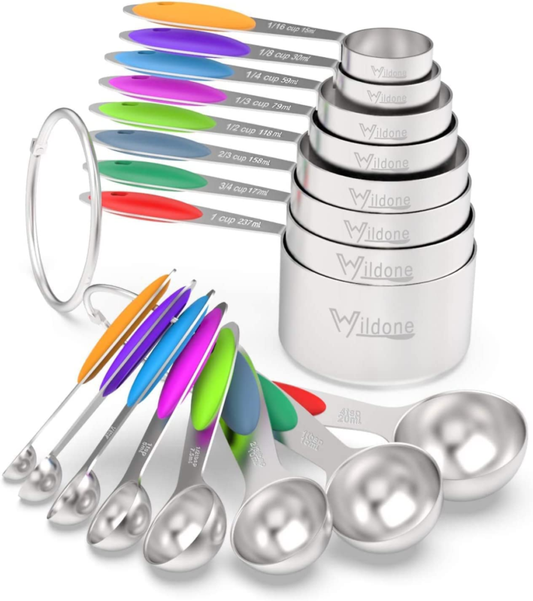 Measuring Cups & Spoons Set of 16,  Premium Stainless Steel