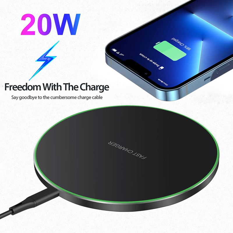 20W Fast Wireless Charging Pad for iPhone, Samsung, and Pixel Devices