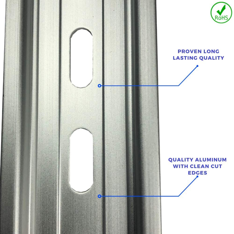 ICI T&G 10" DIN Rail Slotted Aluminum with 4 Stainless Steel Screws