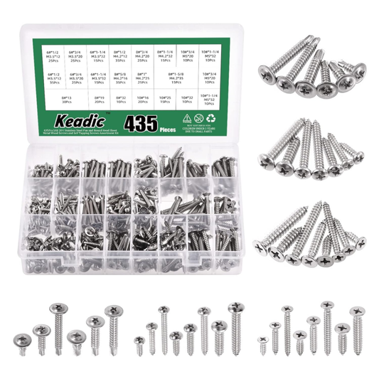 325 Pcs 304 Stainless Steel Self-Tapping Screw Assortment Set