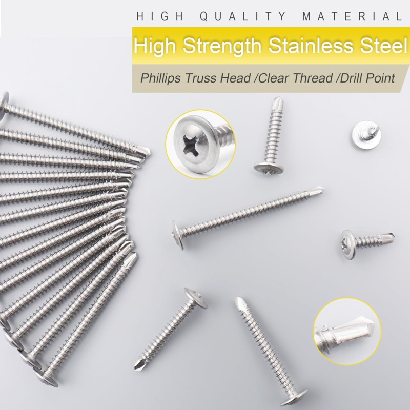 Modified Truss Head Stainless Steel Self-Tapping Screw Assortment Kit, 145 Pcs