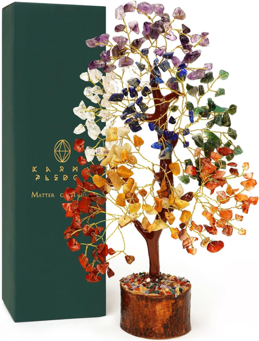  7 Chakra Crystal Tree of Life: Handmade Healing Decor & Good Luck Gift