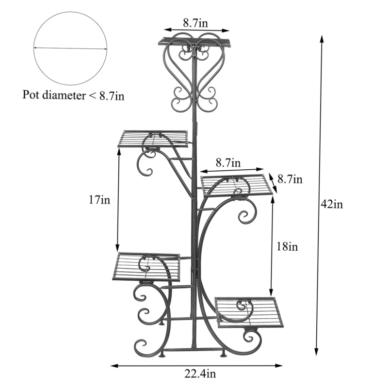 5-Tier Indoor/Outdoor Metal Plant Stand for Flower Pots Display