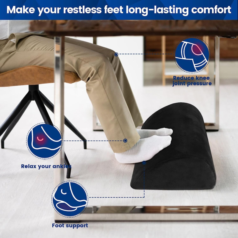 Ergonomic Foot Rest with Soft Foam and Washable Cover for Office and Home