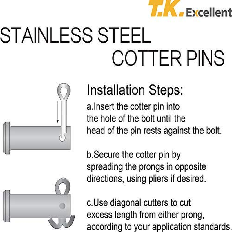 304 Stainless Steel Cotter Pin Assortment Kit - 230 Pcs Fasteners