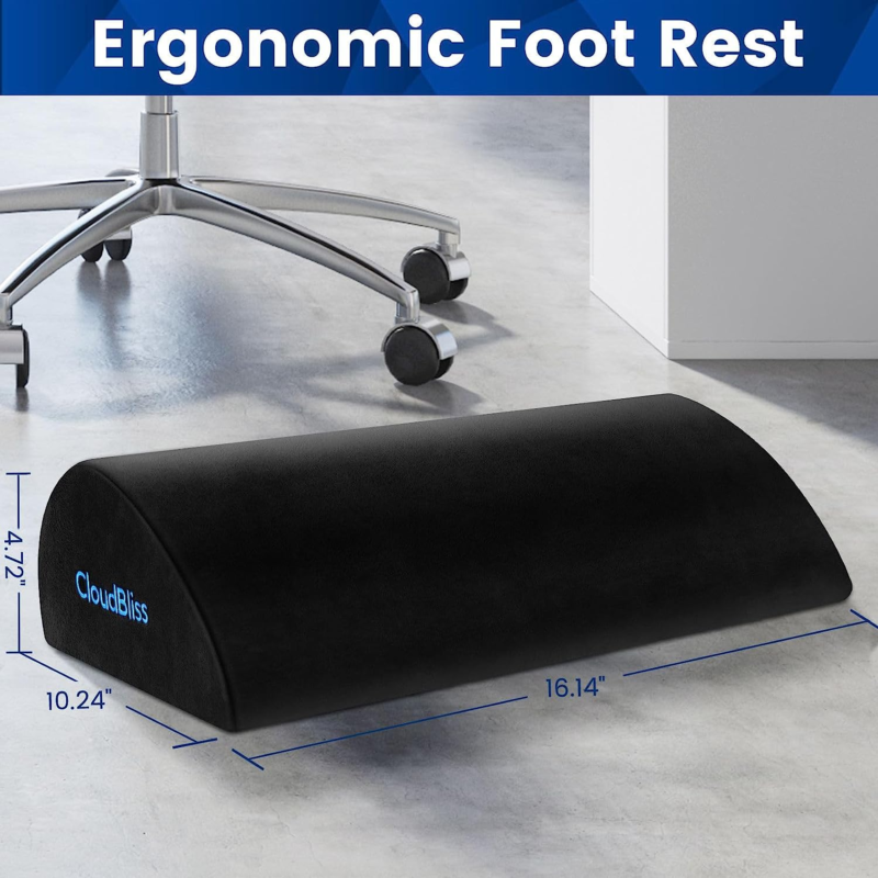 Ergonomic Foot Rest with Soft Foam and Washable Cover for Office and Home