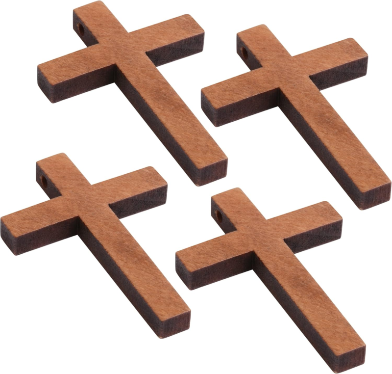 Wooden Crosses Bulk Pack - 50 Small Crosses for Crafts and Easter Fillers