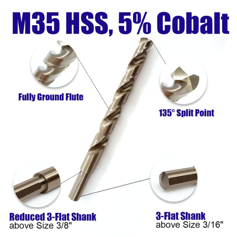 29 PCS M35 Cobalt Drill Bit Set, HSS Twist Jobber Drill Bits with 135 Degrees Sp