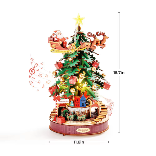 Rolife Christmas Melody Tree Music Box 3D Wooden Puzzle with Light