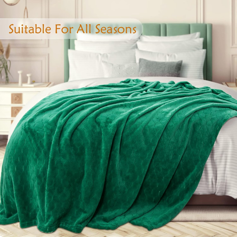 Super Soft Fleece Throw Blanket 50" x 60" - Emerald Green Cozy Plush