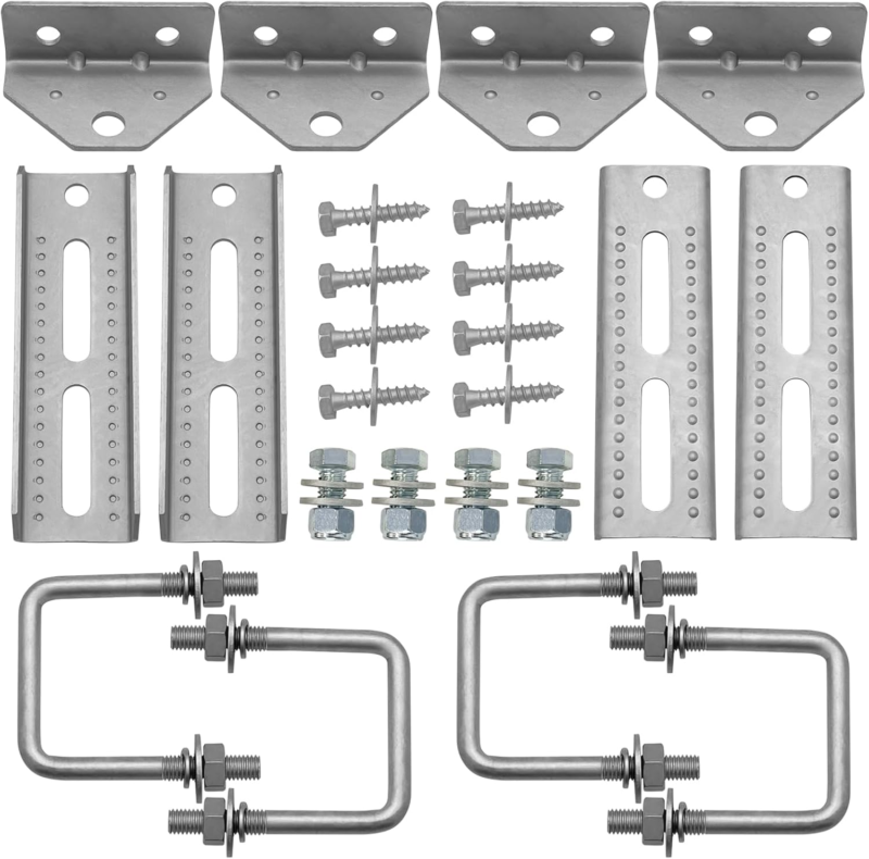 8" Swivel Bunk Bracket Kit - 4 Pack with Hardware for 3"x3" Trailers