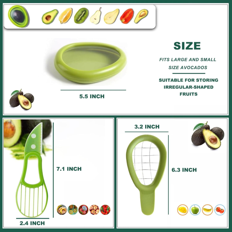 3-Piece Avocado Slicer Set with Saver, Peeler, and Cutter Kitchen Tools