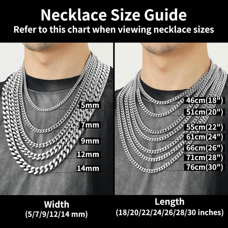 Stainless Steel Men's Cuban Link Chain Necklace, Durable & Tarnish-Resistant