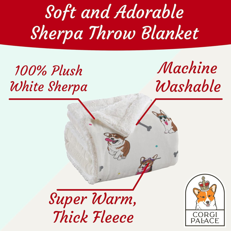 Corgi Sherpa Throw Blanket - Ideal Gift for Corgi Enthusiasts