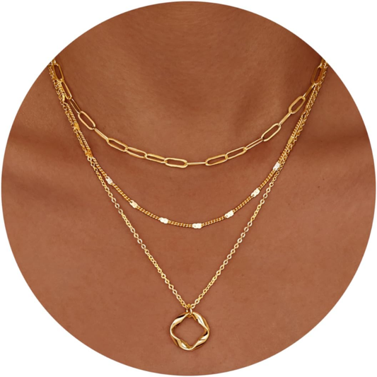 Layered Gold Necklaces for Women, 14K Gold Plated Choker Jewelry Set