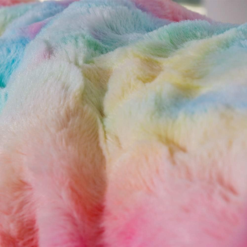 Faux Fur Throw Blanket, Soft Plush Sherpa, Rose Pink Rainbow 50"x65