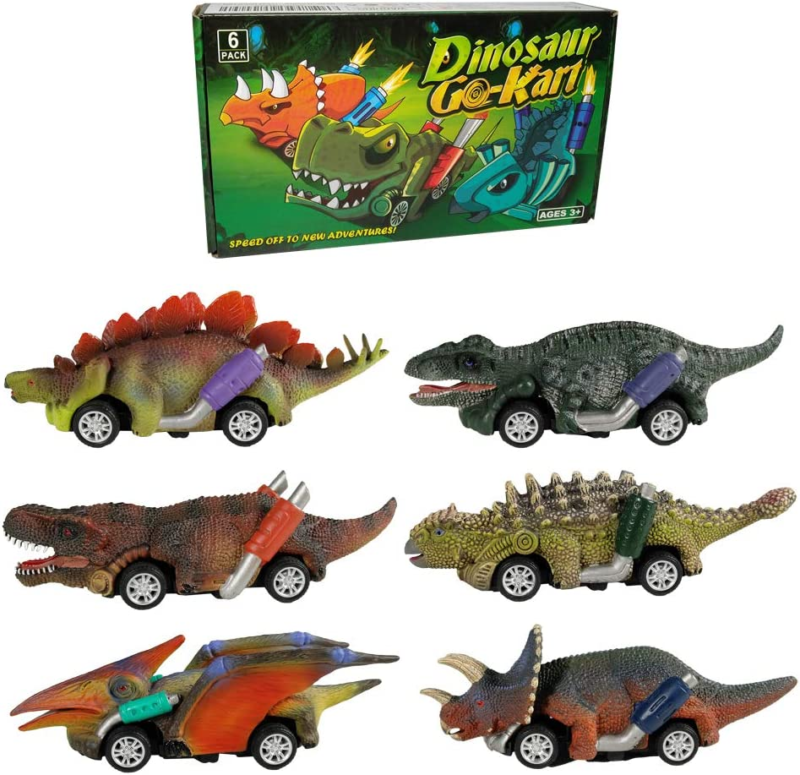 6-Pack Dinosaur Pull-Back Cars – Fun Dino Toy Set for Kids Ages 3+