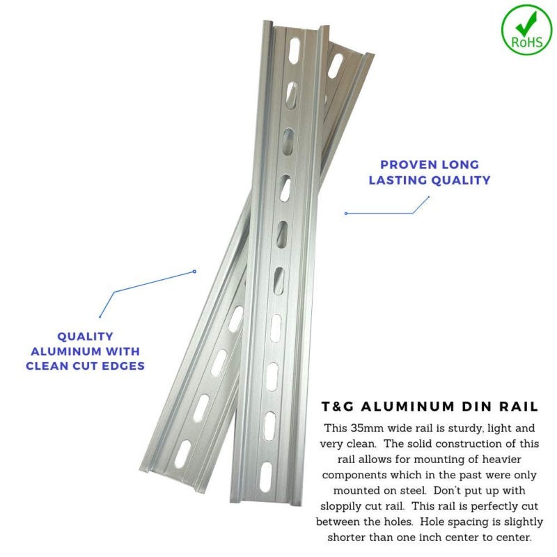 ICI T&G 10" DIN Rail Slotted Aluminum with 4 Stainless Steel Screws