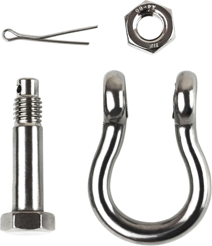 316 Stainless Steel Marine Bow Shackle Set with Cotter Pin - 1/4" to 1/2