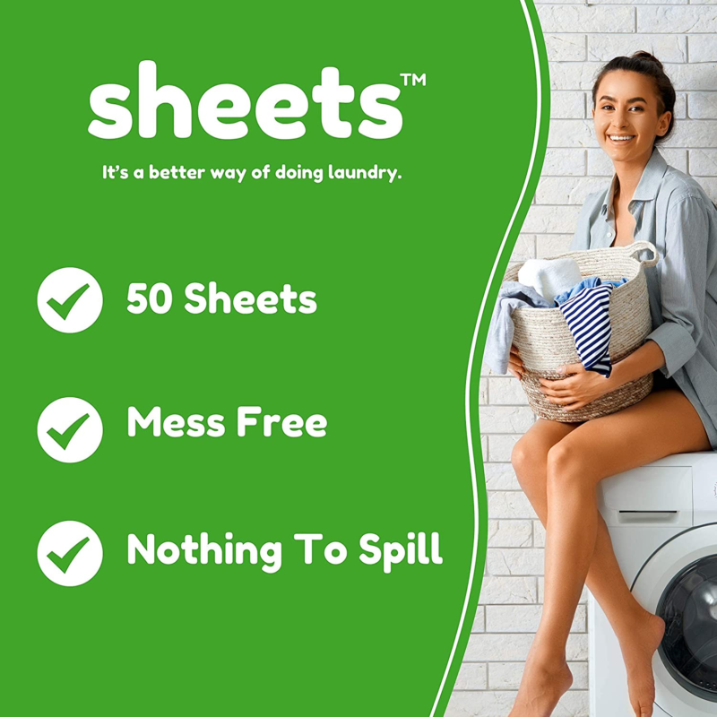 Up to 100 Loads - 50 Sheets - as Seen on Shark Tank - Laundry Detergent Sheets  