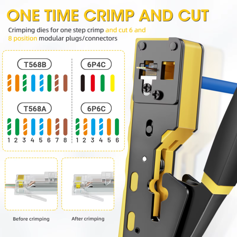 RJ45 Crimping Tool with Replacement Blade for RJ11/RJ12 Connectors