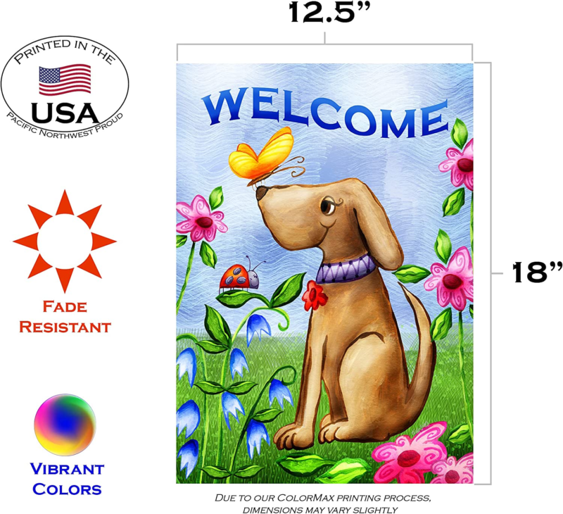 Dog Welcome Garden Flag 12.5 X 18, Double Sided  