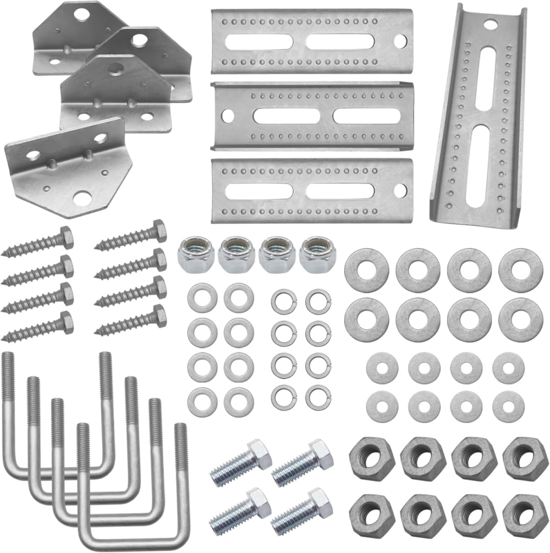 8" Swivel Bunk Bracket Kit - 4 Pack with Hardware for 3"x3" Trailers