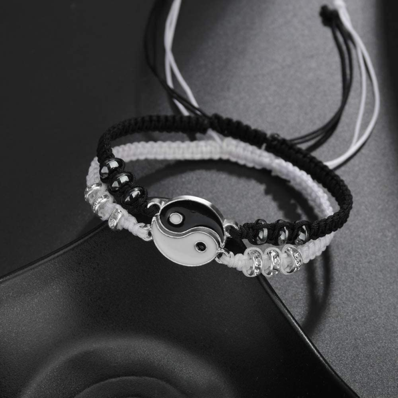 Best Friend Bracelets for 2 Matching Yin Yang Adjustable Cord.