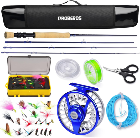 Professional Fly Fishing Rod and Reel Combo - 4-Piece Starter Kit 9' 5/6#