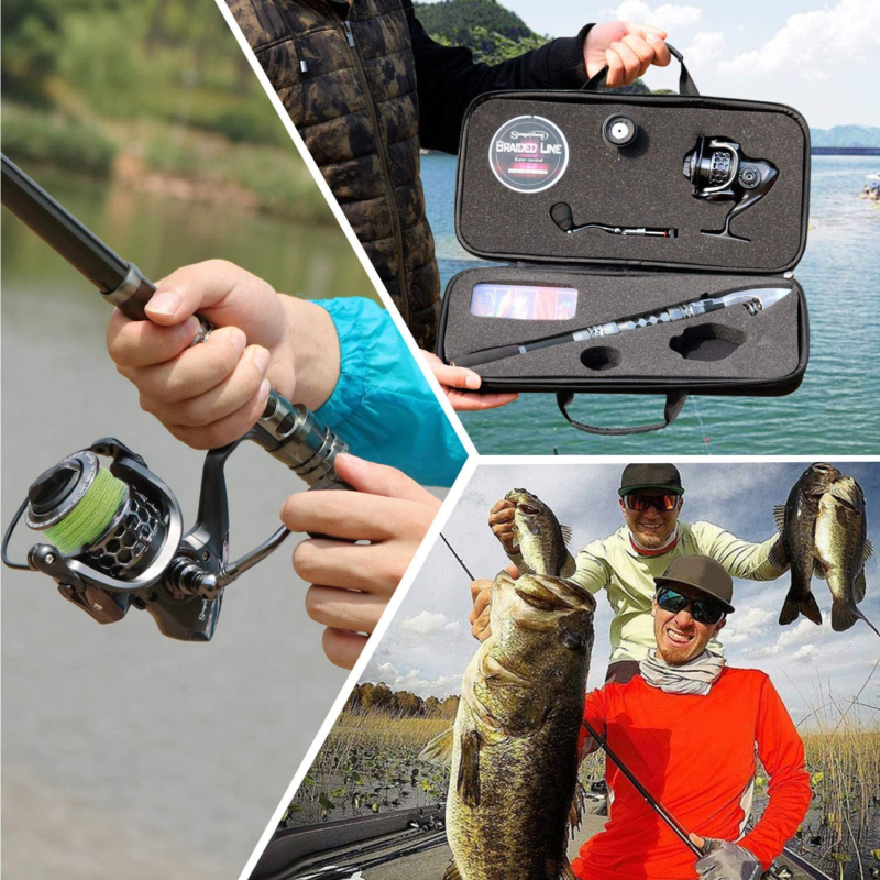 Fishing Rod Combo with Telescopic Fishing Pole Spinning Reel Fishing Carry Bag 