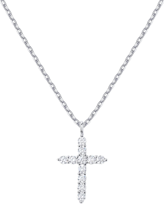 14K Gold Plated Cubic Zirconia Cross Necklace for Women