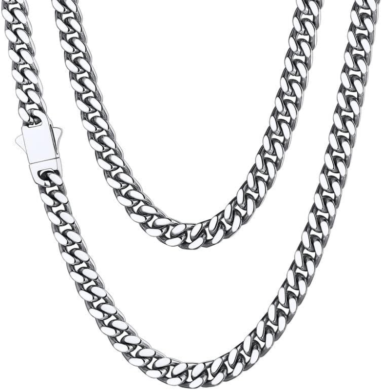 Stainless Steel Men's Cuban Link Chain Necklace, Durable & Tarnish-Resistant